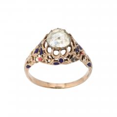 Antique Rose Diamond and Enamel Gold Ring - 2970806