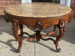 Antique Rosewood Rococo Marble Top Center Table - 3935791