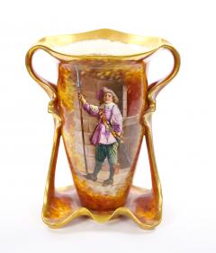 Antique Royal Bonn German Porcelain Hand Painted Gilt Figural Decorative Vases - 4707727