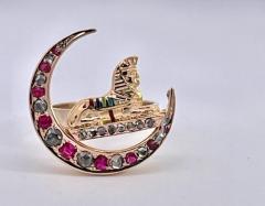 Antique Ruby Diamond Crescent Egyptian ring 5 75 - 3612177