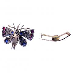 Antique Ruby Diamond Sapphire and Pearl butterfly brooch and pendant C 1875  - 2711266