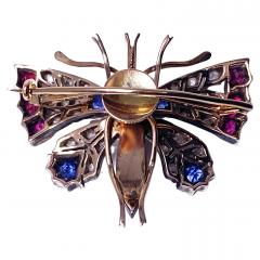 Antique Ruby Diamond Sapphire and Pearl butterfly brooch and pendant C 1875  - 2711267