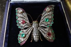 Antique Ruby Emerald and Diamond Butterfly - 2736175