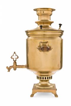 Antique Russian Brass Plated Metal Samovar - 4670240