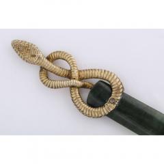 Antique Russian Silver Gilt Mounted Snake Handled Nephrite Jade Letter Opener - 1073918