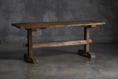 Antique Rustic Oak Trestle Table 19th Century - 4698380