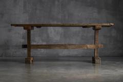 Antique Rustic Oak Trestle Table 19th Century - 4698382