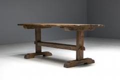 Antique Rustic Oak Trestle Table 19th Century - 4698389