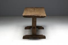 Antique Rustic Oak Trestle Table 19th Century - 4698393