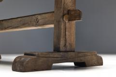 Antique Rustic Oak Trestle Table 19th Century - 4698395