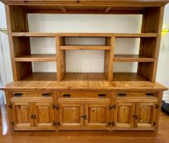 Antique Rustic Pine Breakfront Bookcase Cabinet - 1999896