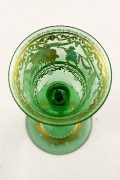 Antique Salviati Venetian Hand Painted Green Wine Glass with Mythology Scene - 3445024