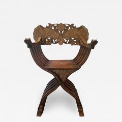 Antique Savonarola Folding Chair with Inlays British India - 1742137