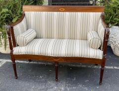 Antique Sheridan Style Mahogany Sette W Scalamandre Stripe - 2291589