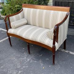 Antique Sheridan Style Mahogany Sette W Scalamandre Stripe - 2291591