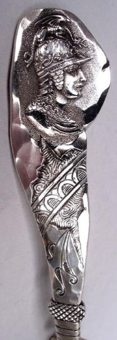 Antique Shiebler Soft Cheese Scoop in Medallion Inspired Homeric - 4126042