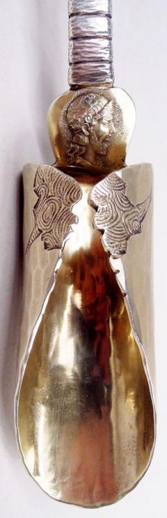 Antique Shiebler Soft Cheese Scoop in Medallion Inspired Homeric - 4126043