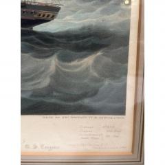 Antique Ship Print the British Queen First Voyage From London to New York - 4815638