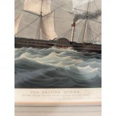 Antique Ship Print the British Queen First Voyage From London to New York - 4815639