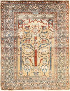 Antique Silk Heriz Rug 4 6 x 5 11  - 4298407