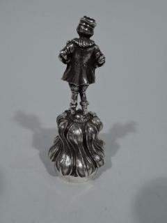 Antique Silver Belle with Figural Fowl Bearing Countryman Handle - 3748921