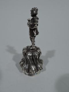 Antique Silver Belle with Figural Fowl Bearing Countryman Handle - 3748923