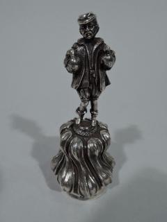 Antique Silver Belle with Figural Fowl Bearing Countryman Handle - 3748926