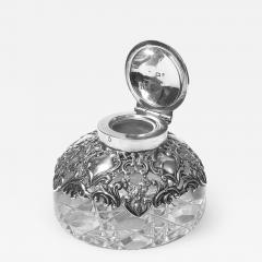 Antique Silver Inkwell Paperweight Birmingham 1900 H Matthews - 1076587