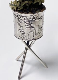 Antique Silver Miniature Planter and Stand Germany C 1900  - 1793306