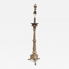 Antique Silver on Bronze Neoclassical Torchere Floor Lamp - 3809085