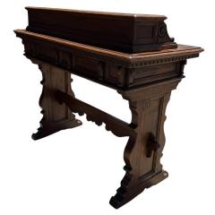 Antique Spanish Colonial Carved Walnut House Trestle Writing Desk - 4264818