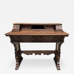 Antique Spanish Colonial Carved Walnut House Trestle Writing Desk - 4267311