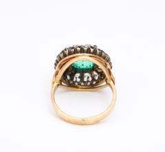 Antique Square Cut Emerald and Old Mine Diamond Ring GIA Certified - 1806377