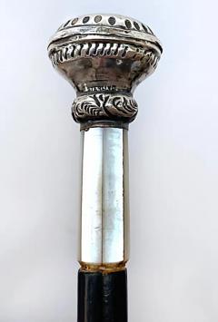 Antique Sterling Silver Mother of Pearl Ladies Walking Stick 19th Century - 3589986