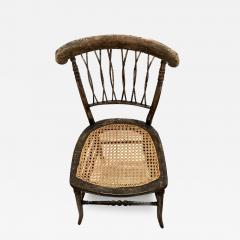 Antique Stick Wicker Cane Seat Side Chair - 3266123