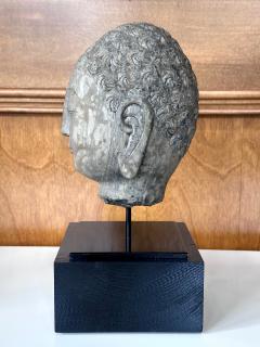 Antique Stone Buddha Head Chinese Qi Dynasty on Custom Stand - 4133761