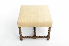Antique Stool with Twisted Wood Stretchers - 1343242