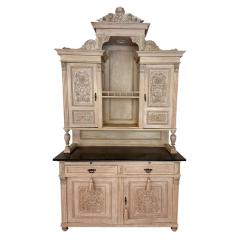 Antique Swedish Bleached Mahogany Marble Cupboard Hutch - 4239781