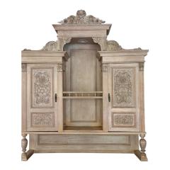 Antique Swedish Bleached Mahogany Marble Cupboard Hutch - 4239782