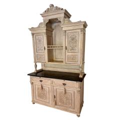 Antique Swedish Bleached Mahogany Marble Cupboard Hutch - 4239784