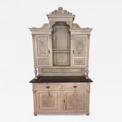 Antique Swedish Bleached Mahogany Marble Cupboard Hutch - 4242173