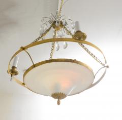 Antique Swedish Brass Fixture with Opaline Glass in the Neoclassic Manner - 3200327