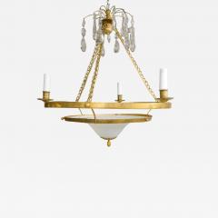 Antique Swedish Brass Fixture with Opaline Glass in the Neoclassic Manner - 3233648