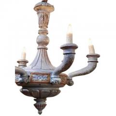 Antique Swedish Country Painted Six Light Chandelier - 4762708