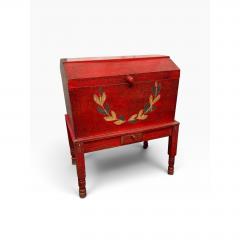 Antique Swedish Folk Art Hand Painted Trunk on Stand - 4762492