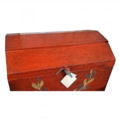 Antique Swedish Folk Art Hand Painted Trunk on Stand - 4762493