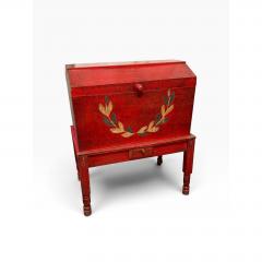 Antique Swedish Folk Art Hand Painted Trunk on Stand - 4762495
