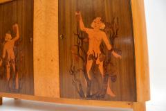 Antique Swedish Inlaid Satin Birch Cabinet - 3254507