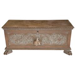 Antique Swedish Paw Foot Hope Chest Cedar Lined Trunk - 4247314