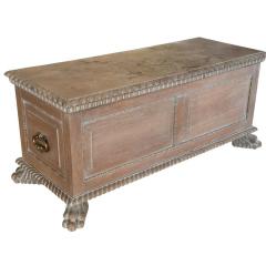 Antique Swedish Paw Foot Hope Chest Cedar Lined Trunk - 4247316